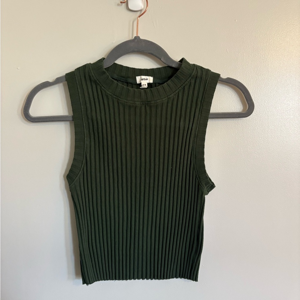 Aerie Green Ribbed Tank Top